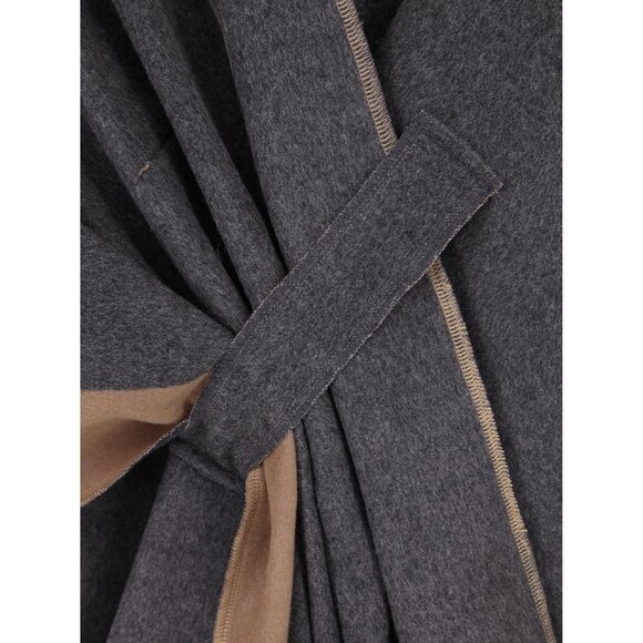 Women Shawl Wrap Poncho Ruana Cape Open Front Cardigan Fall Winter Grey Camel 2 - Picture 5 of 6